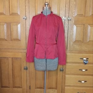 Cynthia Rowley red peplum pleated ruffle flounce lightweight jacket